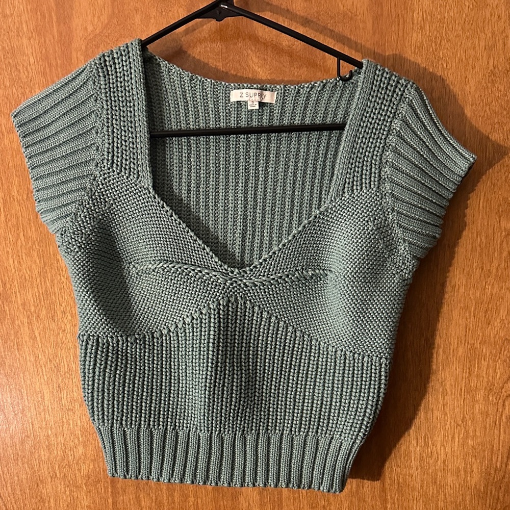 Green Knit Crop Sweater
